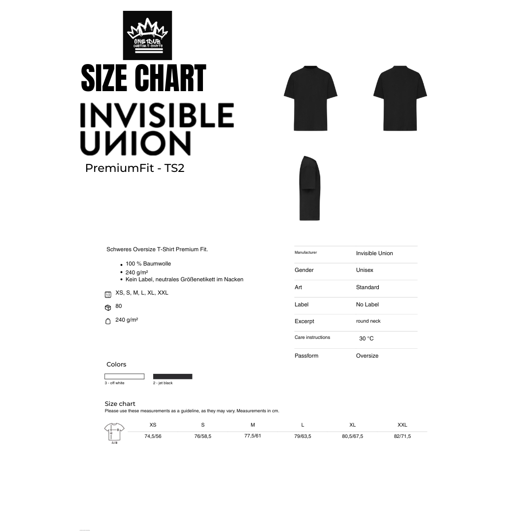 Invisible Union PremiumFit – TS2 | Oversized German-Made Tee