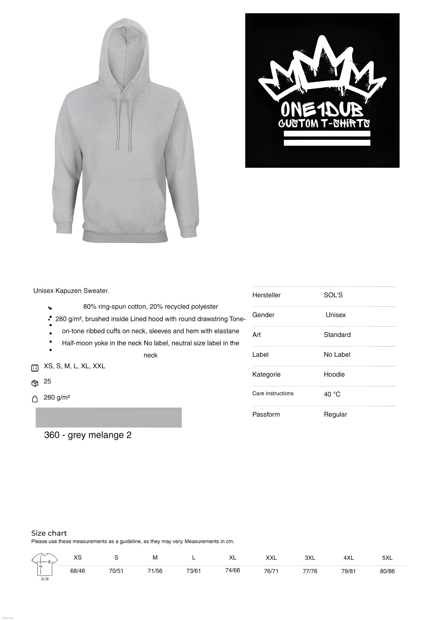 Gray hoodie with brand logo on a white background