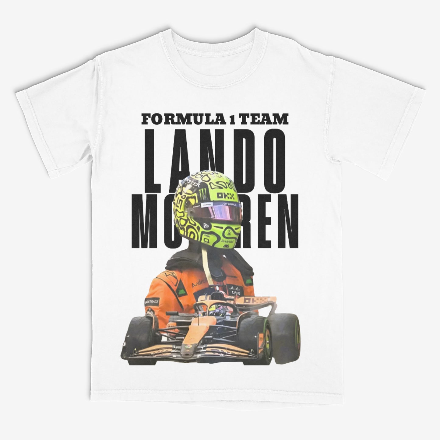 Track Mode Graphic Tee – Orange Grid Drop White