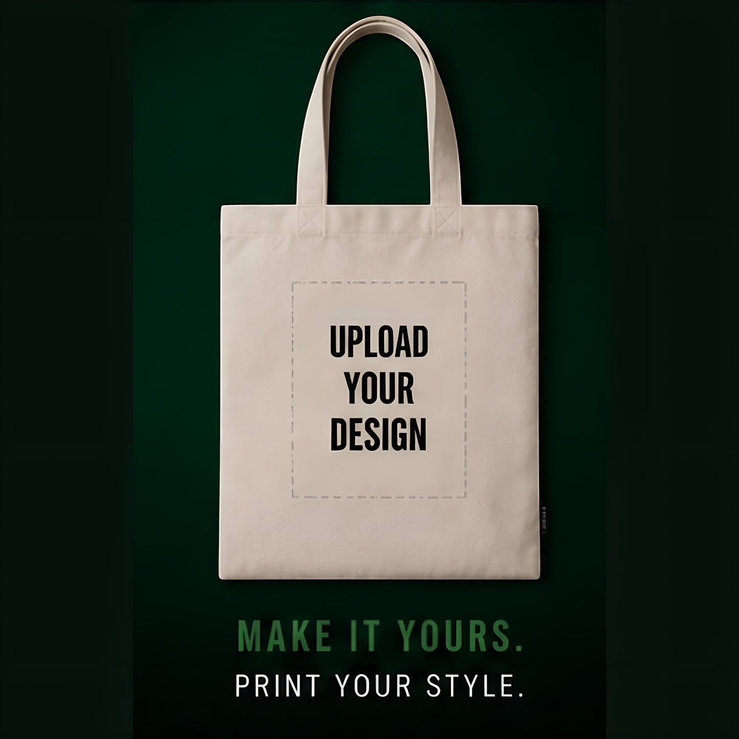 ONE1DUB natural cotton canvas tote bag with reinforced handles, ready for custom design upload.