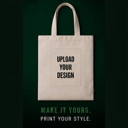 ONE1DUB natural cotton canvas tote bag with reinforced handles, ready for custom design upload.
