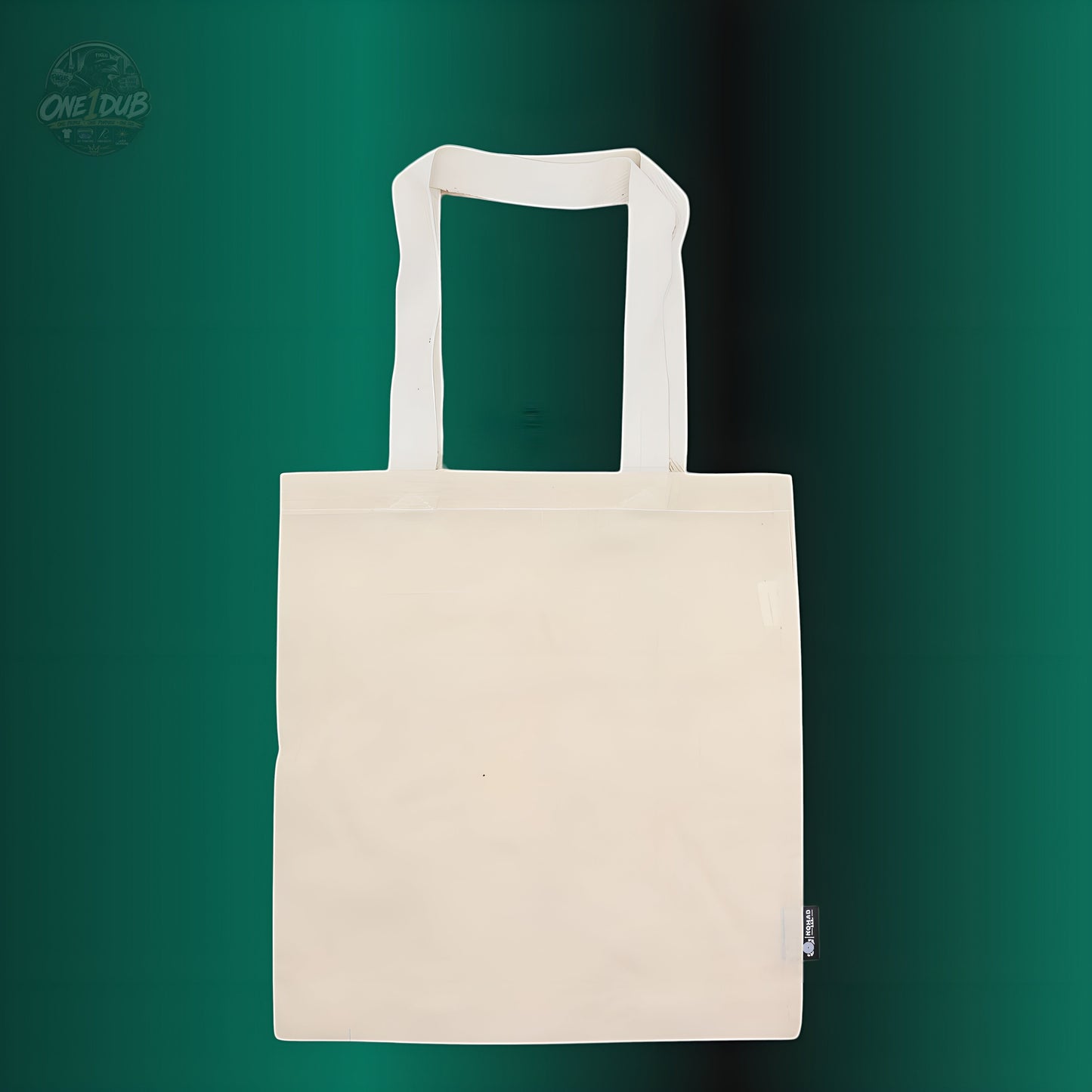 ONE1DUB natural cotton canvas tote bag with reinforced handles, perfect for custom printing and everyday use.