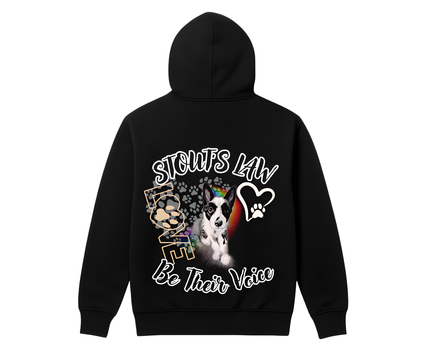 Stout’s Law Charity Hoodie — Be Their Voice (Front Chest + Full Back Print)